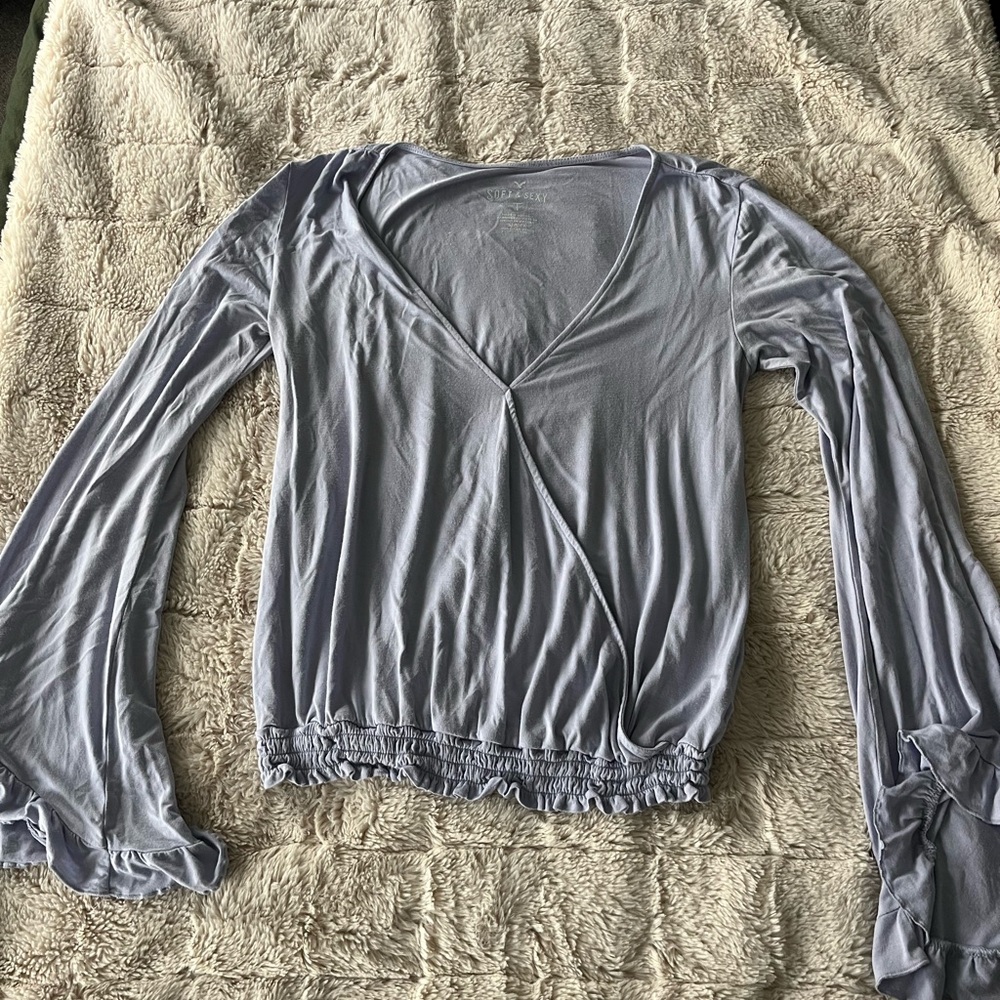 American Eagle Outfitters Light Purple Wrap Blouse